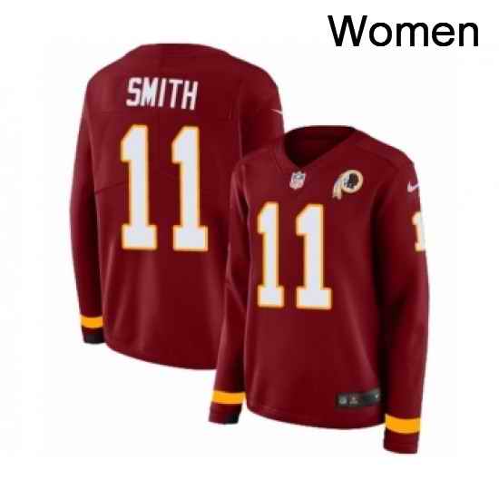 Womens Nike Washington Redskins 11 Alex Smith Limited Burgundy Therma Long Sleeve NFL Jersey